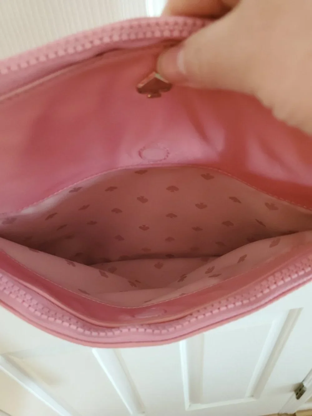 KATE SPADE Jae Flat Nylon Crossbody Bag Pink Leather Strap in Pink
